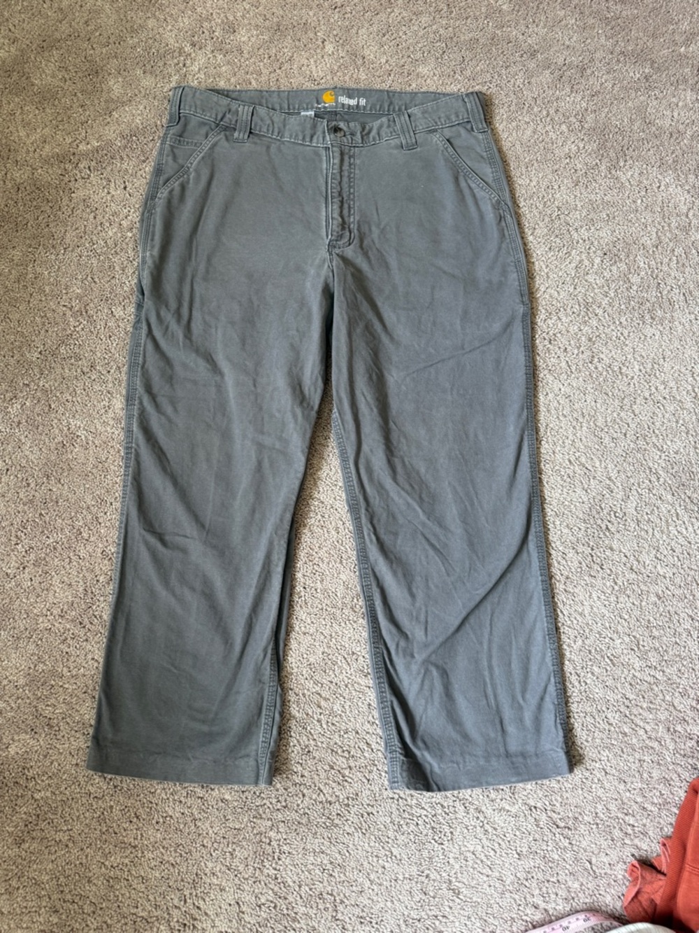 Carhartt Men’s Charcoal Cargo Work Pants relaxed fit - cropped - Picture 4 of 12